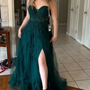 Faviana Emerald Strapless Ball/Prom Gown